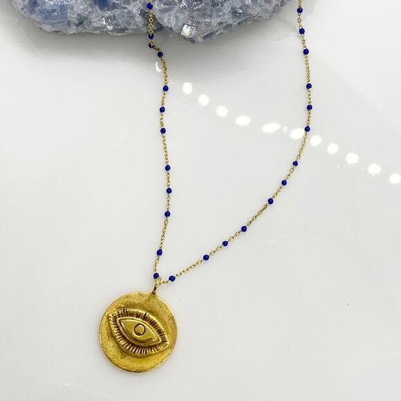 NEW Anthropologie Evil Eye Pendant Necklace - Picture 6 of 9